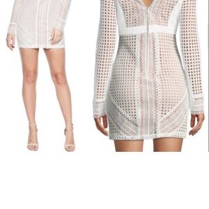 $330 Bardot Ivory Clio panel lace trim dress